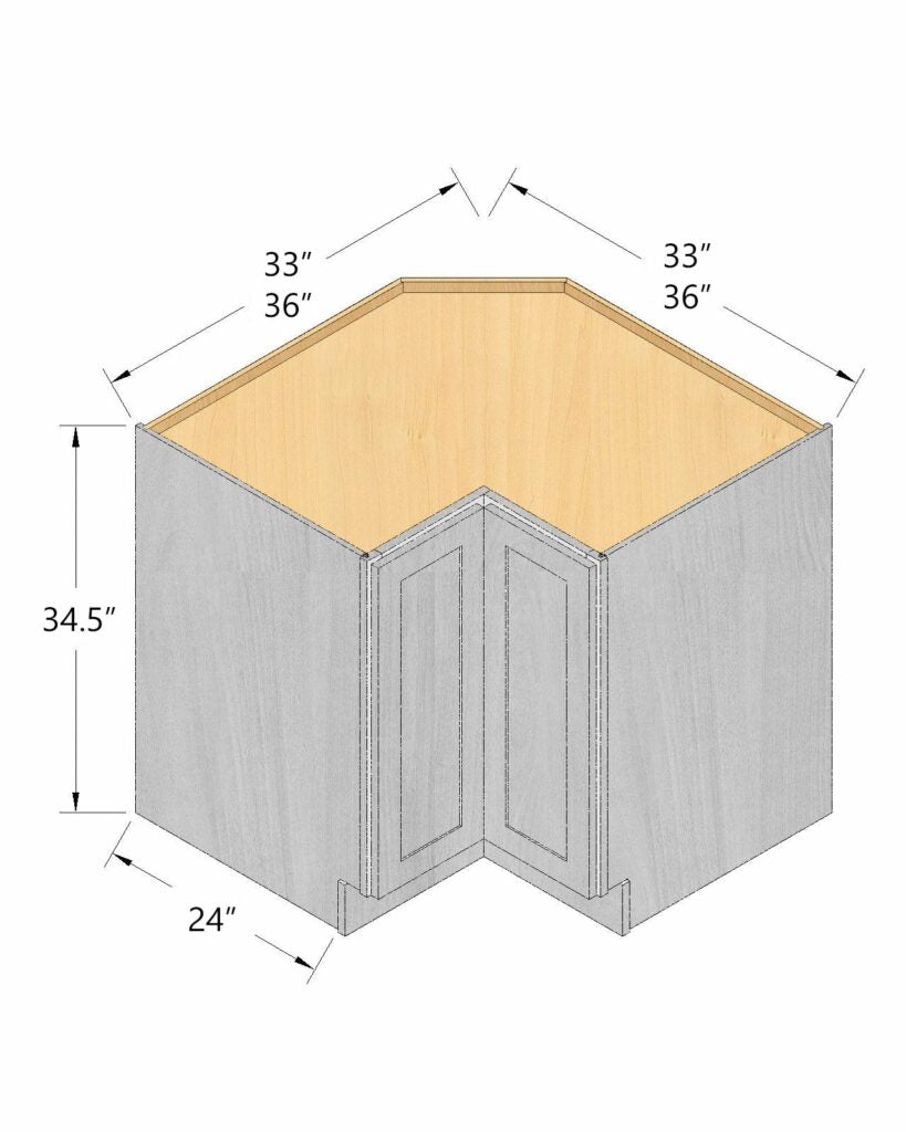 Arbris: W x 33-36 in. H x 34.5" D x 24 in. | Lazy Suzan Corner Base Cabinet | Ready-to-Assemble
