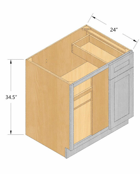 Arbris: W x 39-45 in. H x 34.5 in. D x 24 in. | Blind Corner Base Cabinet | Ready-to-Assemble