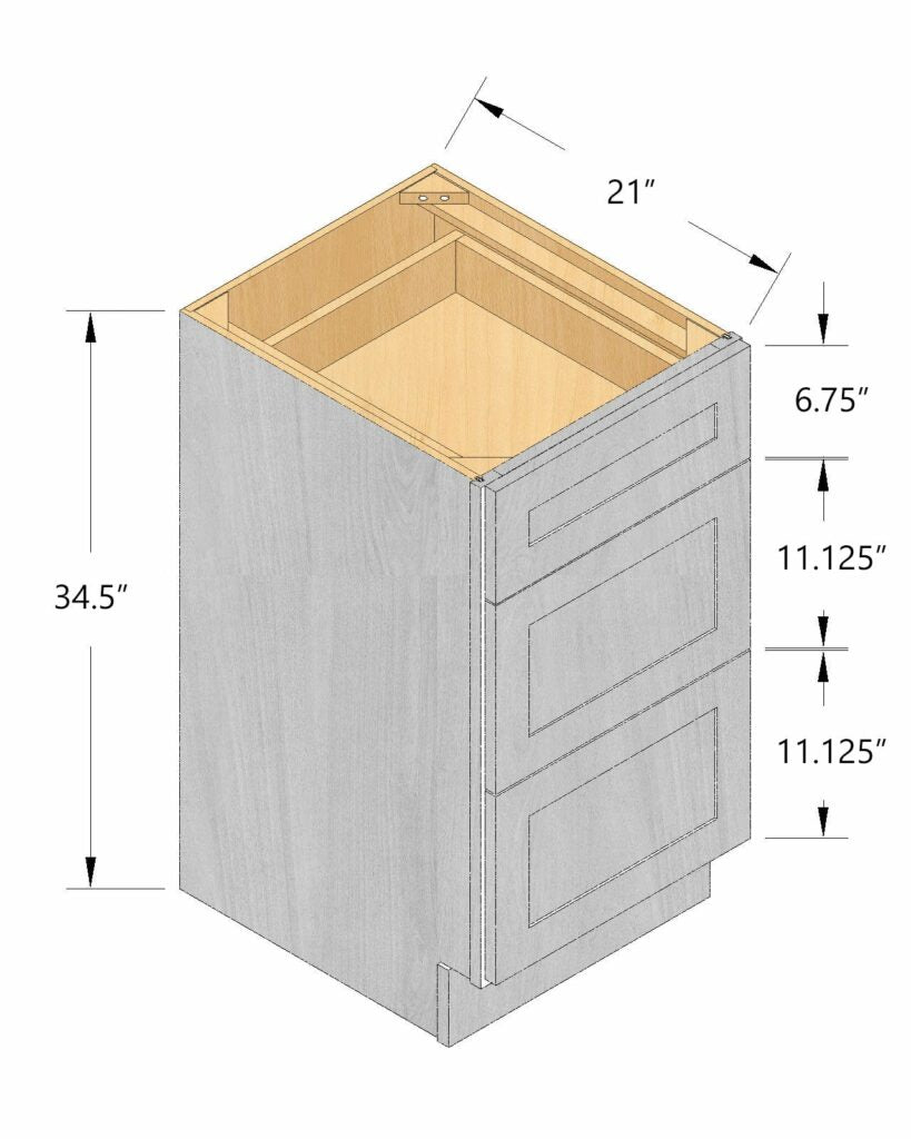 Arbris: W x 12-27 in. H x 34.5 in. D x 21 in. | Three Drawer Bathroom Vanity | Ready-to-Assemble