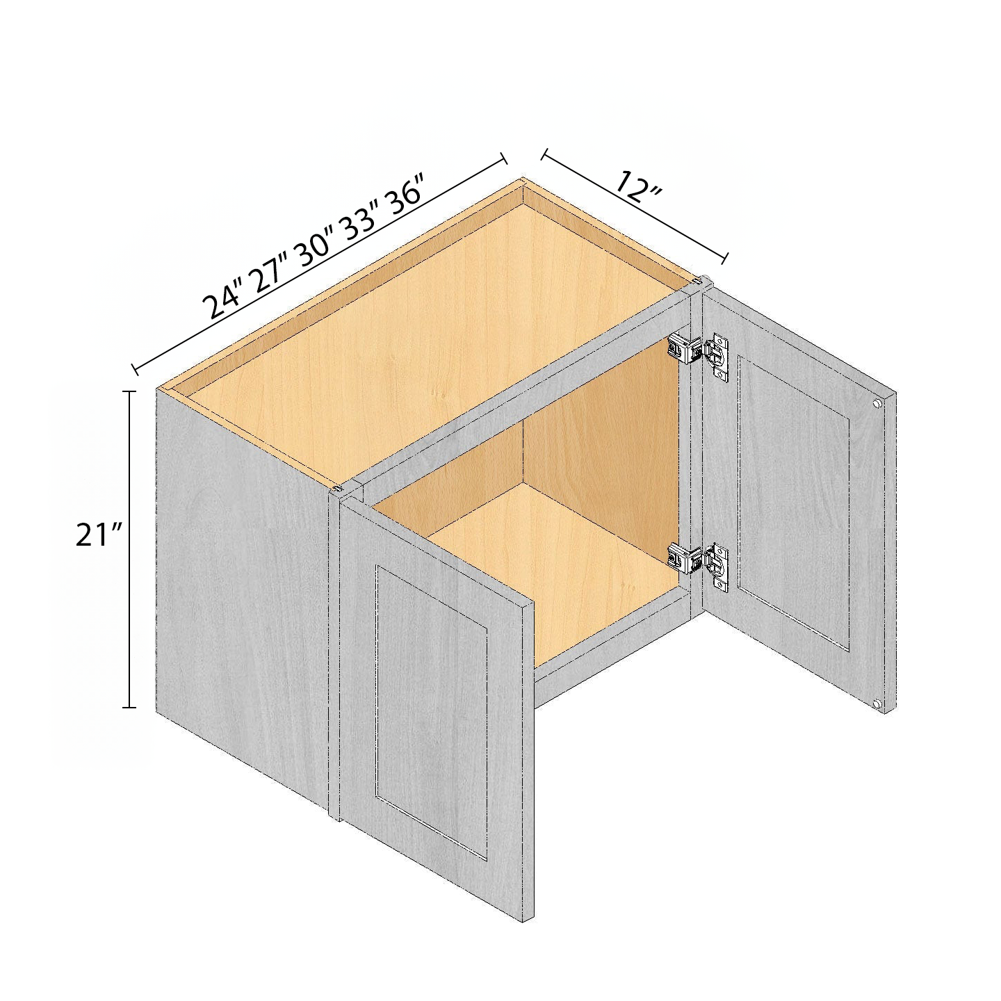 Arbris: W x 24-36 in. D x 12 in. | 21 in. Two Door Wall Bridge Cabinet | Ready-to-Assemble