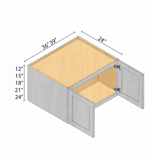Arbris: W x 36-39 in. H x 12-24 in. | 24 in. Deep Wall Cabinet | Ready-to-Assemble