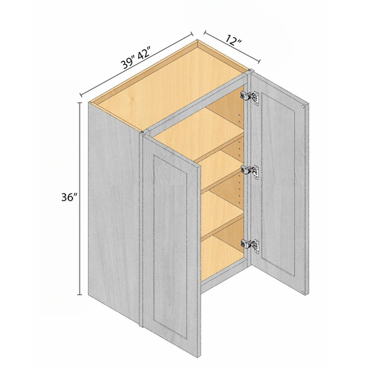 Arbris: W x 39-42 in. D x 12 in. | 36 in. Two Door Wall Cabinet | Ready-to-Assemble