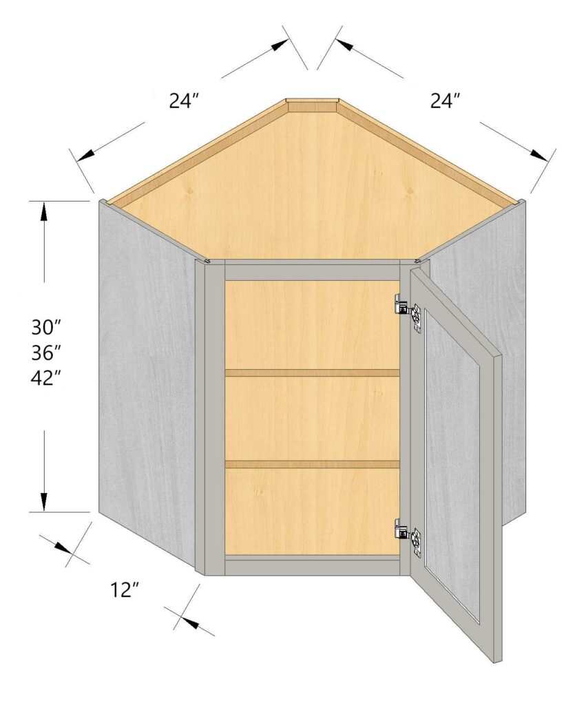 Arbris: W x 24 in. H x 30-42 in. D x 12 in. | Diagonal Wall Corner Cabinet | Ready-to-Assemble