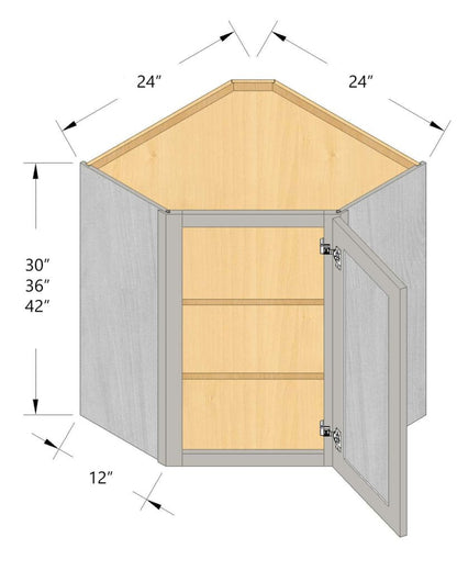 Arbris: W x 24 in. H x 30-42 in. D x 12 in. | Diagonal Wall Corner Cabinet | Ready-to-Assemble