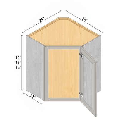 Arbris: W x 24 in. H x 12-18 in. D x 24 in. | Diagonal Corner Wall Cabinet | Ready-to-Assemble
