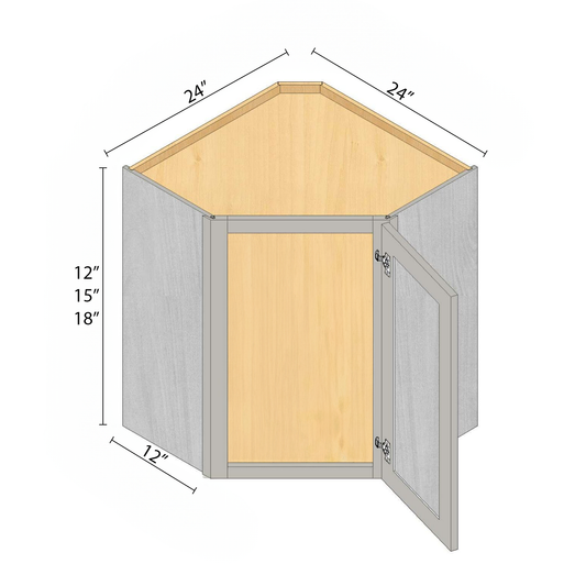Arbris: W x 24 in. H x 12-18 in. D x 24 in. | Diagonal Corner Wall Cabinet | Ready-to-Assemble