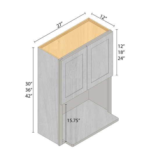 Arbris: W x 27 in. H x 30-42 in. D x 12 in. | Wall Microwave Cabinet | Ready-to-Assemble