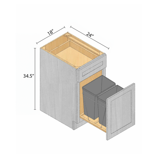 Arbris: W x 18 in. H x 34.5 in. D x 24 in. | Waste Basket Cabinet | Ready-to-Assemble