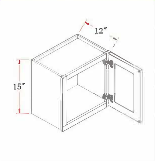 Arbris: W x 12-21 in. D x 12 in. | 15 in. One Door Wall Bridge Cabinet | Ready-to-Assemble
