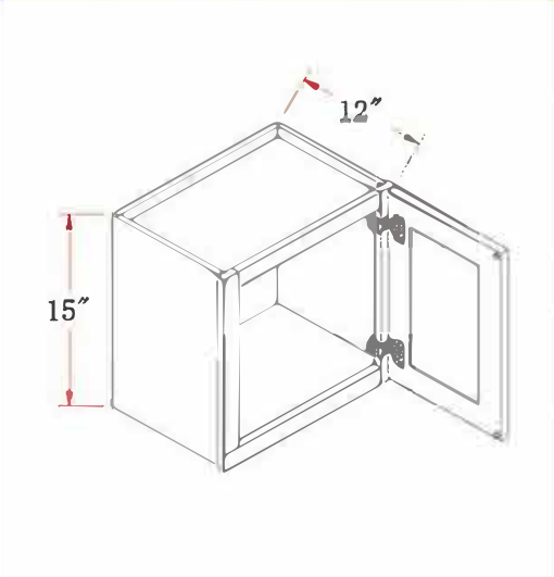 15" One Door Wall Bridge Cabinet W1215 - W2115